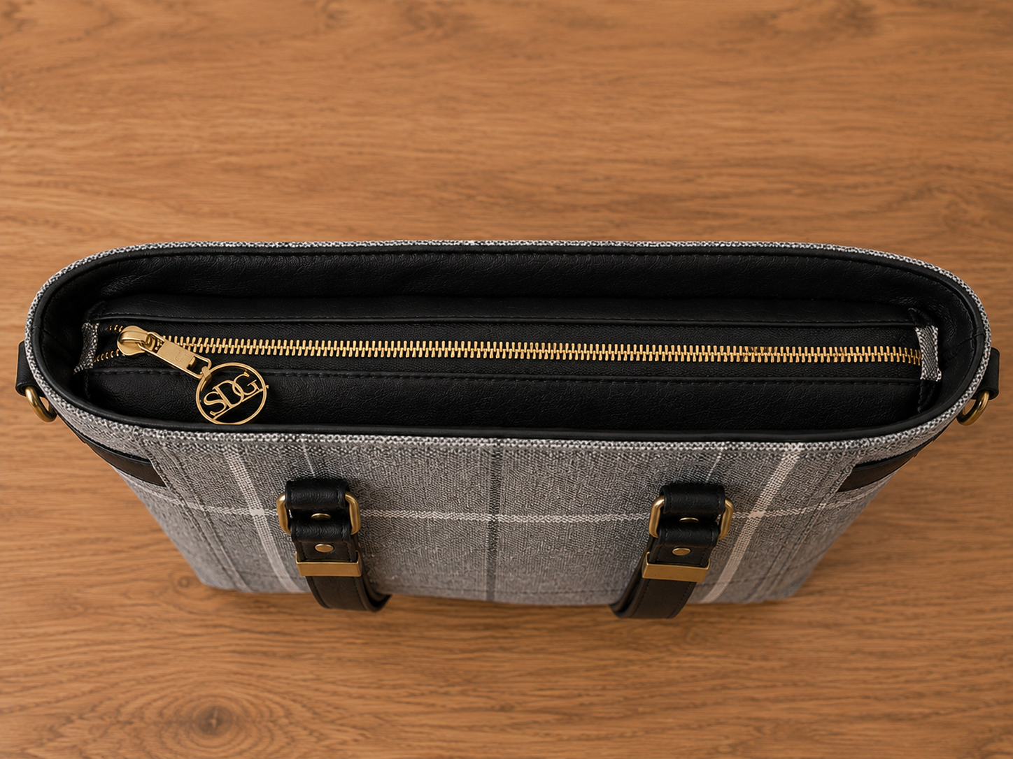 Handmade Grey Checked Tote Bag