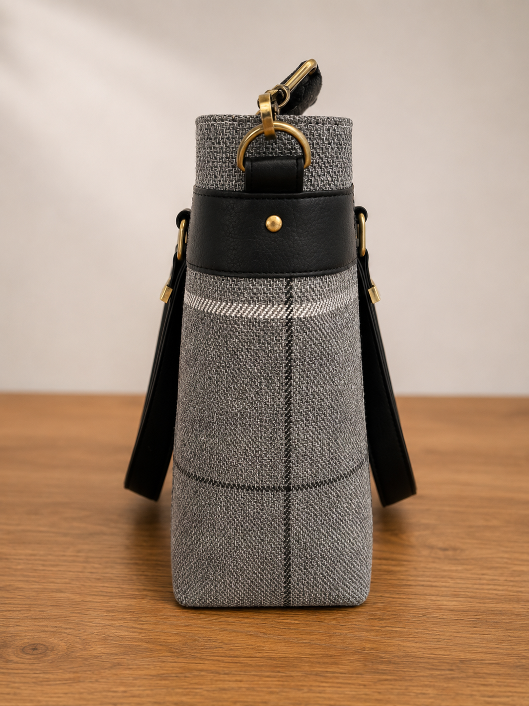 Handmade Grey Checked Tote Bag