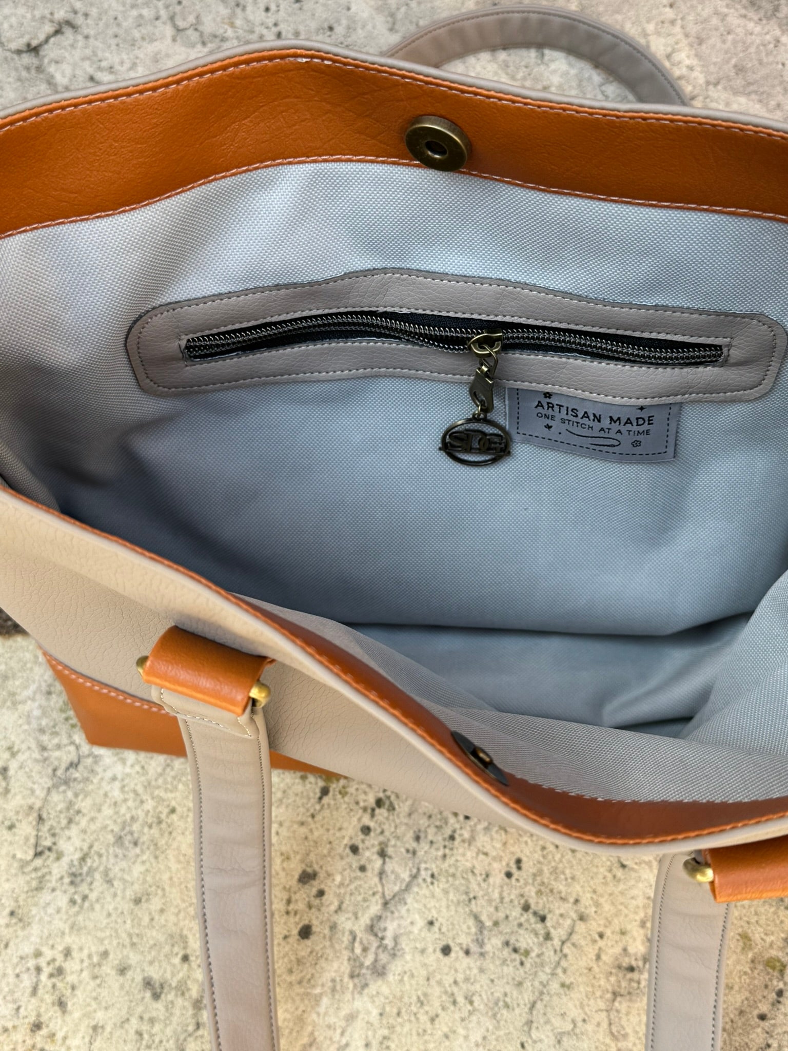 Stone and Camel Tote Bag