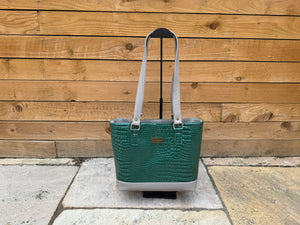 Emerald Faux Croc Tote Bag