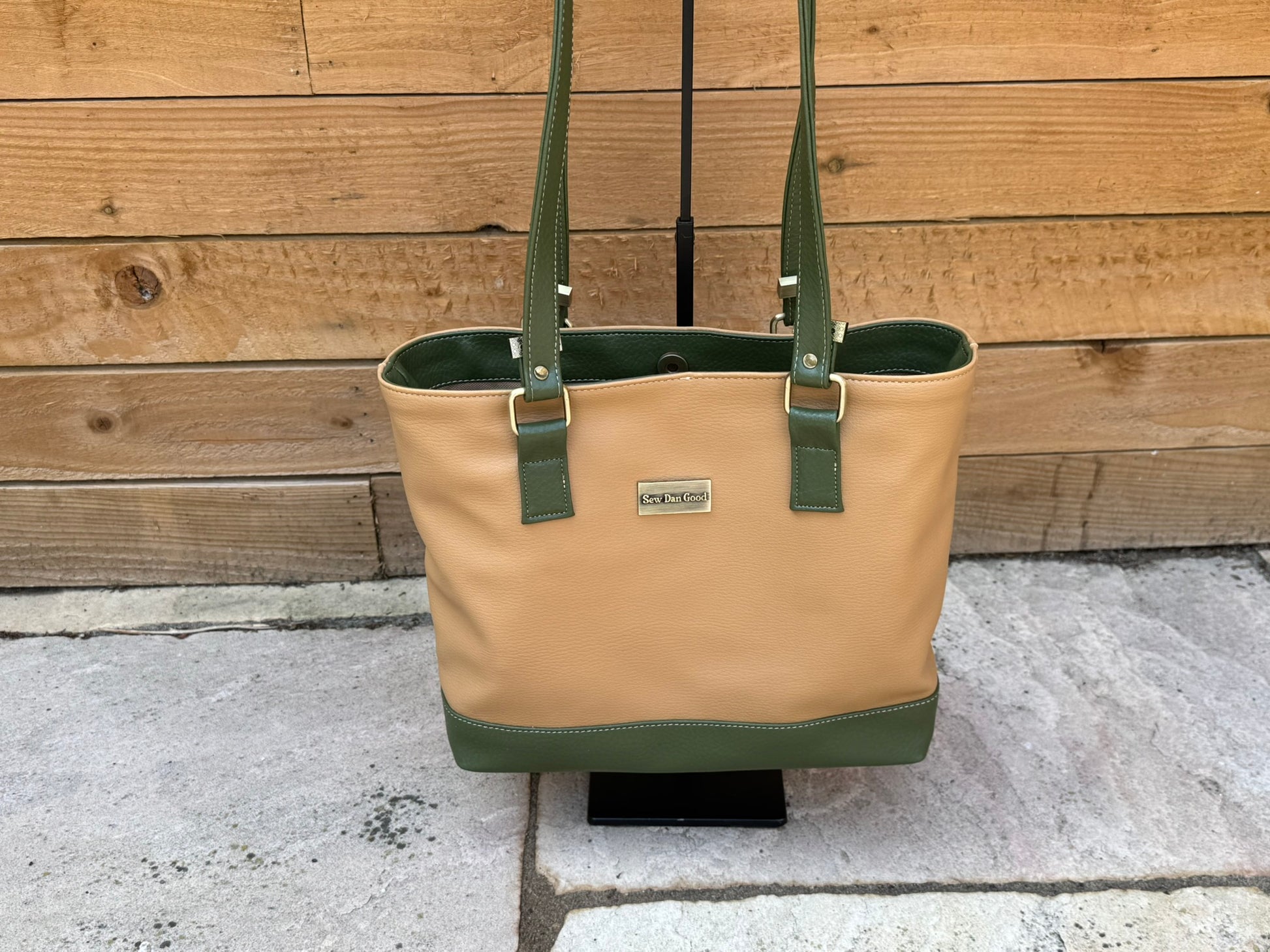 Camel and Olive Tote Bag
