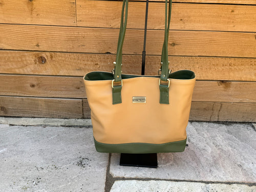 Camel and Olive Tote Bag