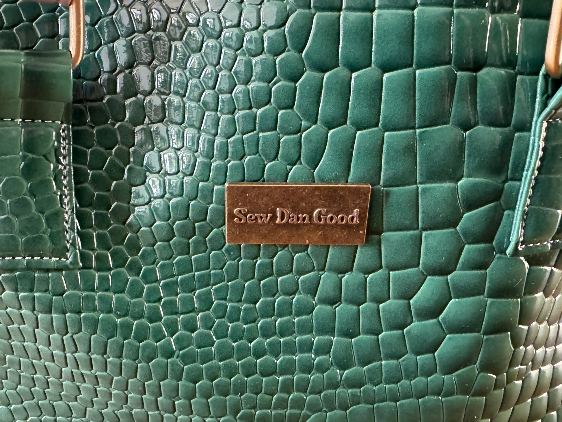 Emerald Faux Croc Tote Bag