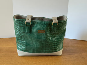 Emerald Faux Croc Tote Bag
