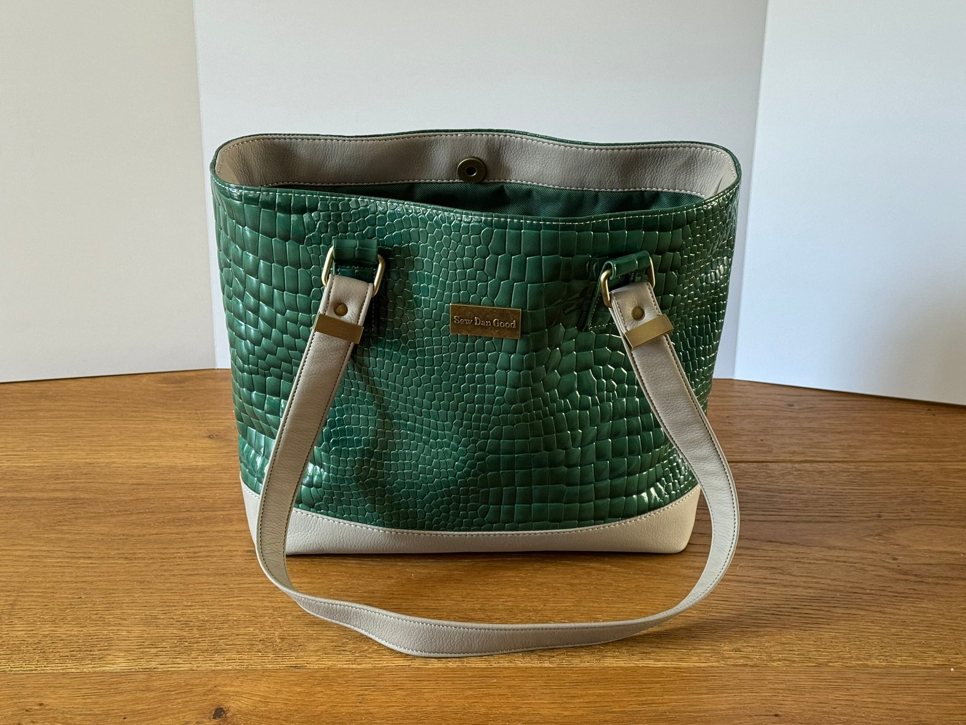 Emerald Faux Croc Tote Bag
