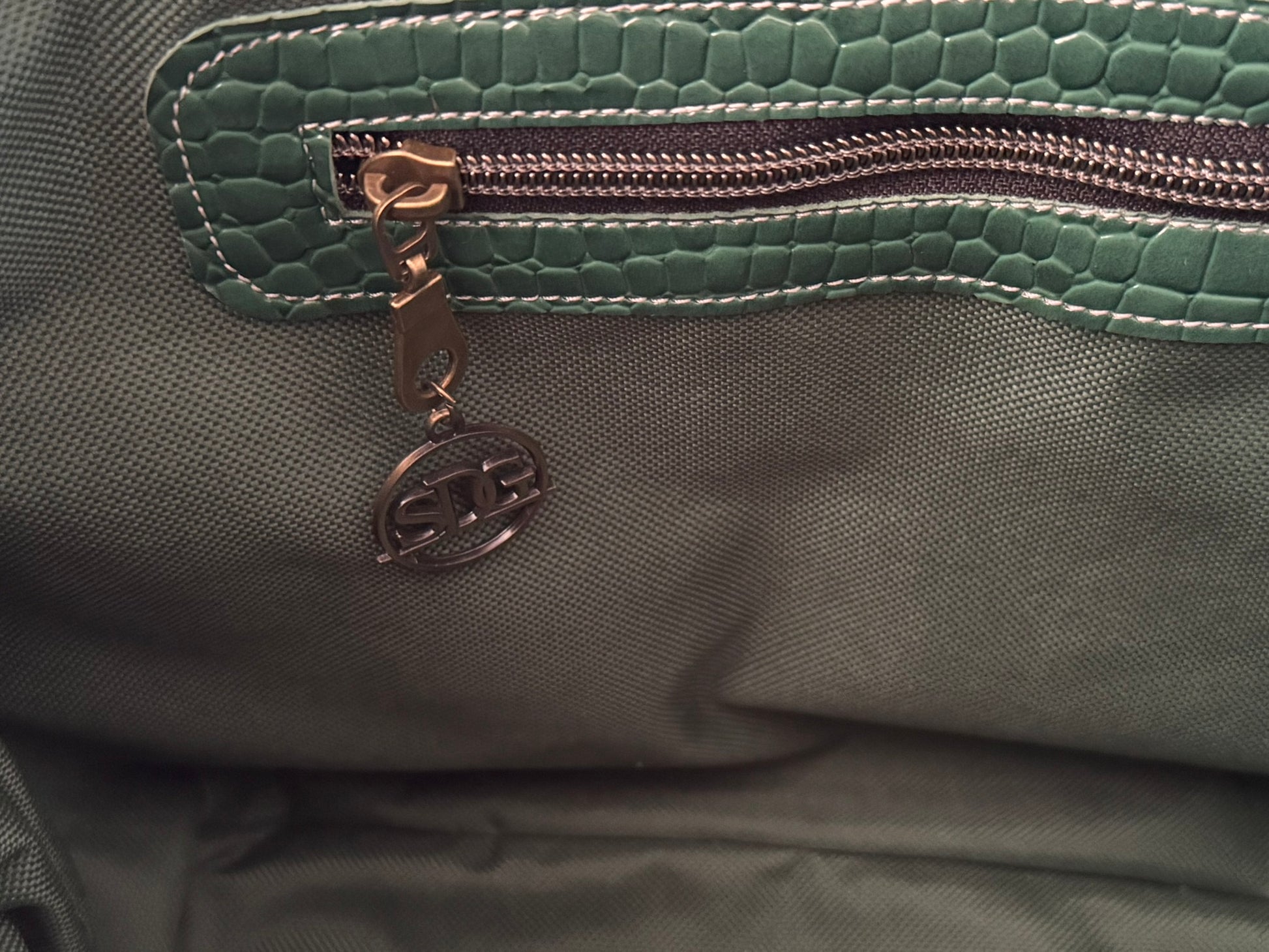 Emerald Faux Croc Tote Bag