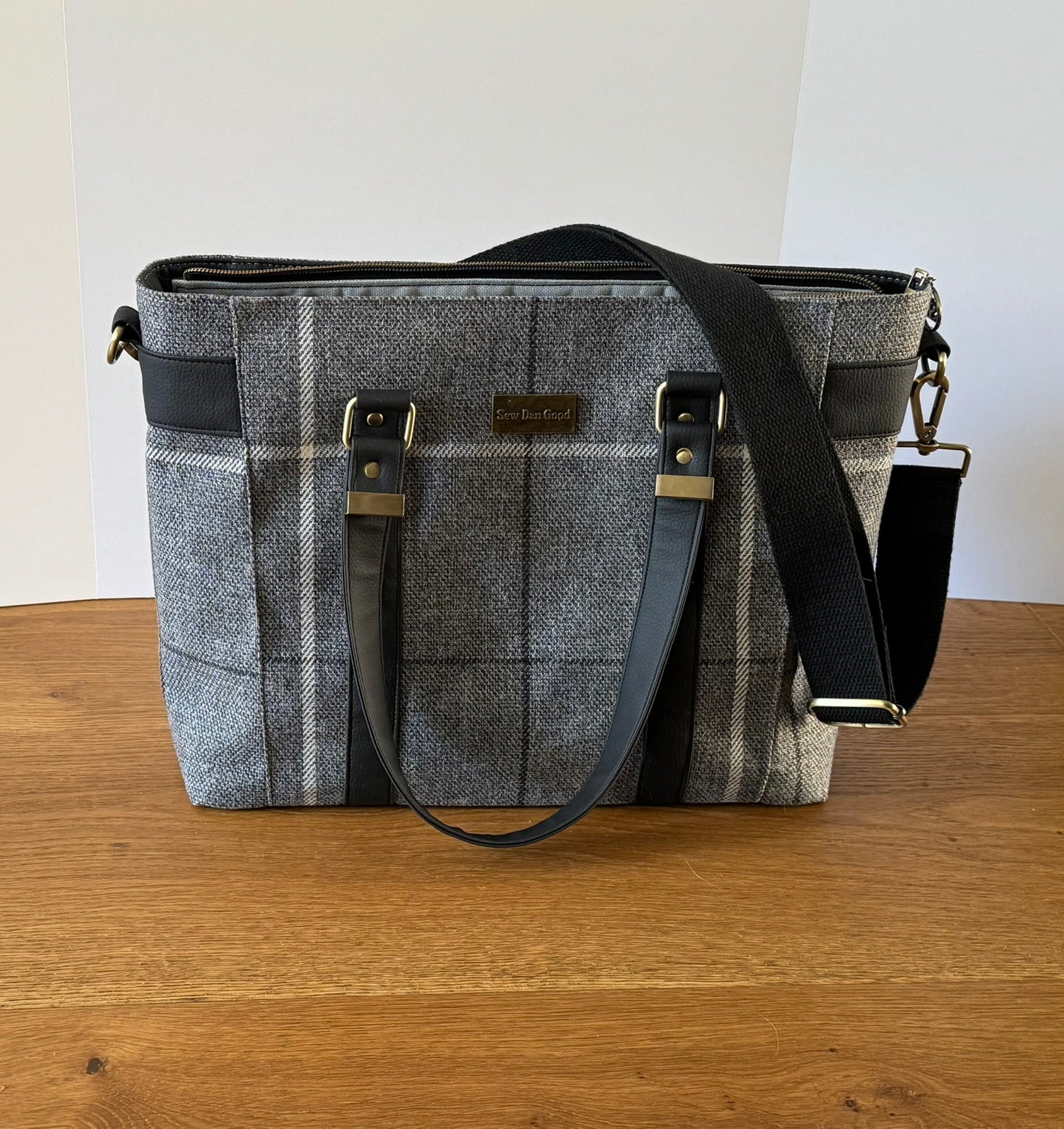 Grey Check Tote Bag