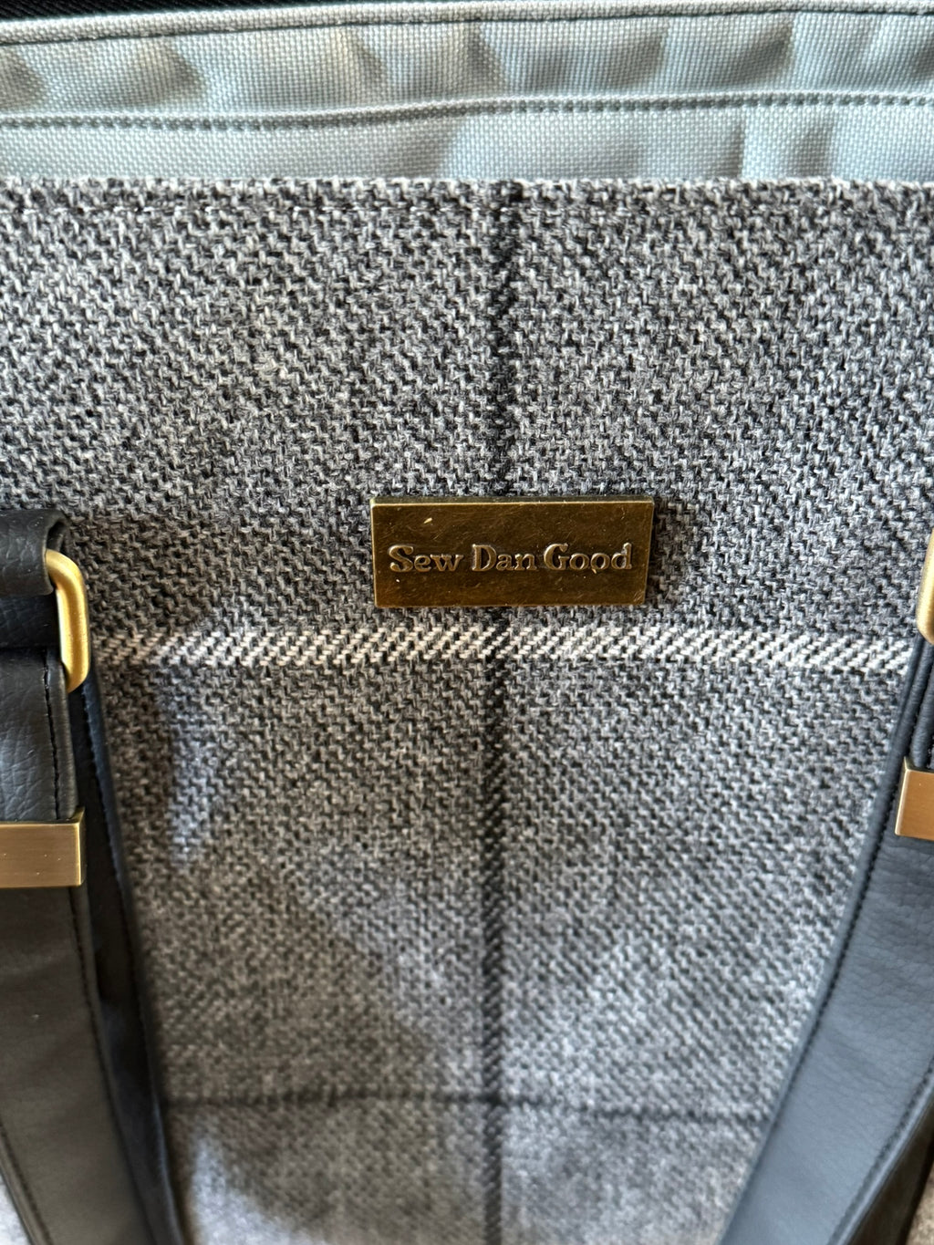 Grey Check Tote Bag
