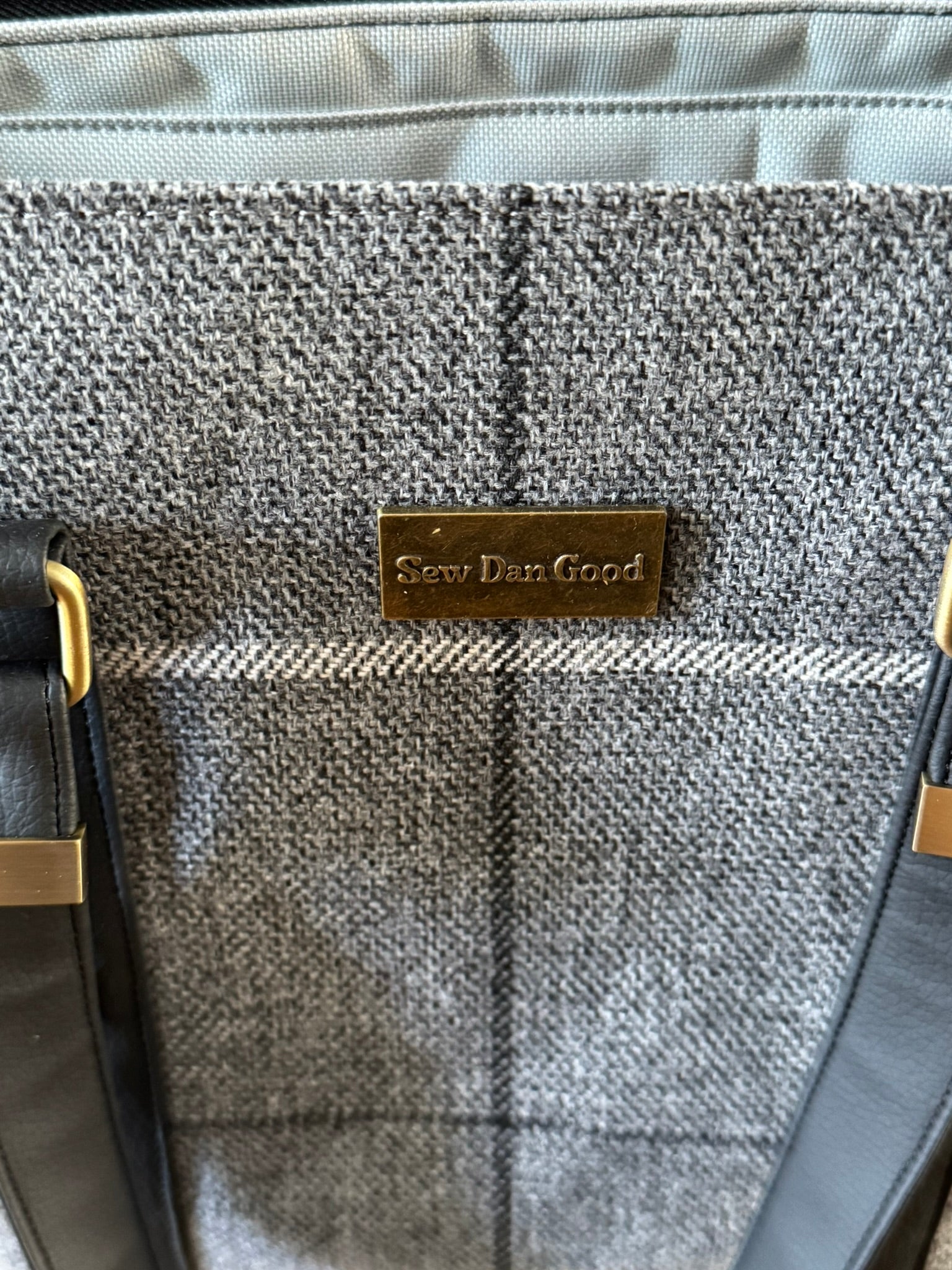 Grey Check Tote Bag