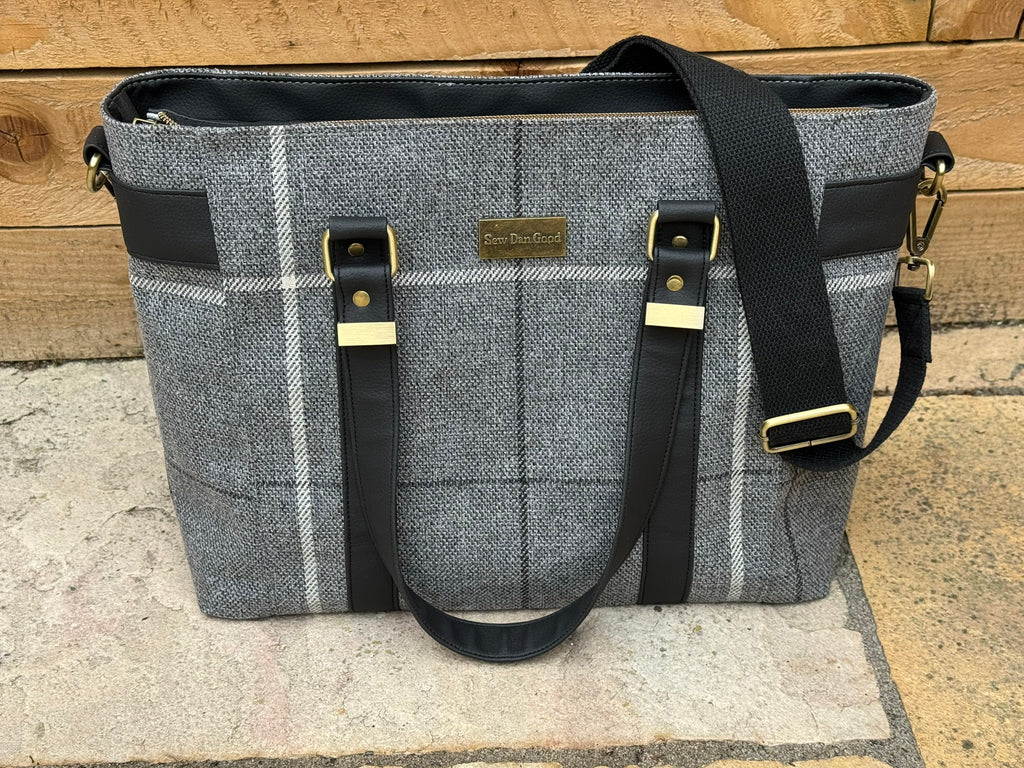 Grey Check Tote Bag