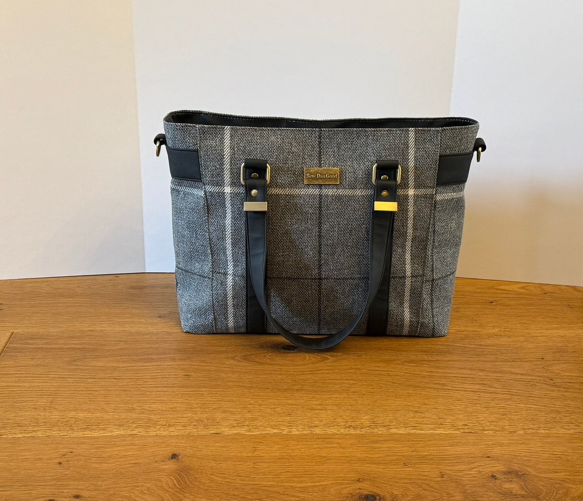 Grey Check Tote Bag