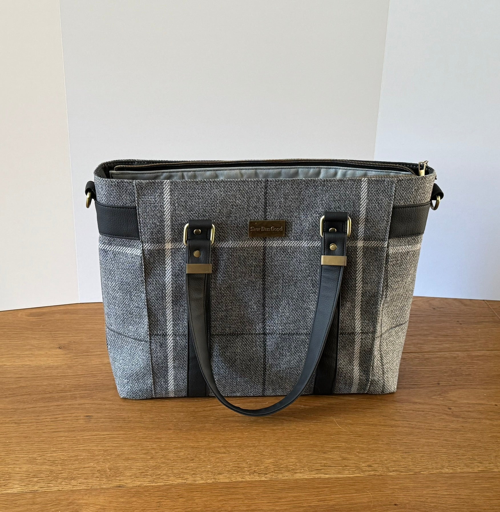 Grey Check Tote Bag