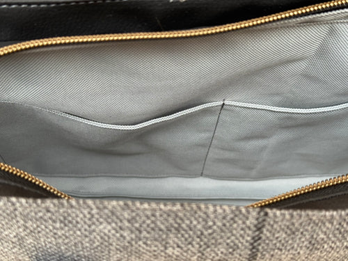 Handmade Grey Checked Tote Bag with Crossbody Strap