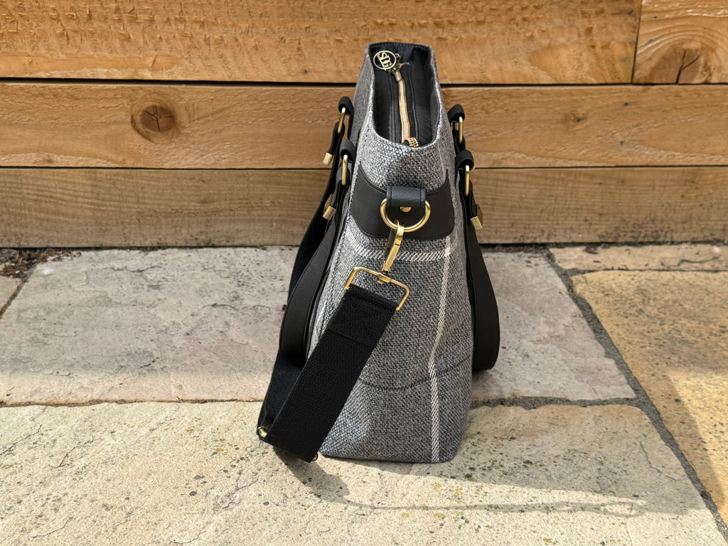 Grey Check Tote Bag