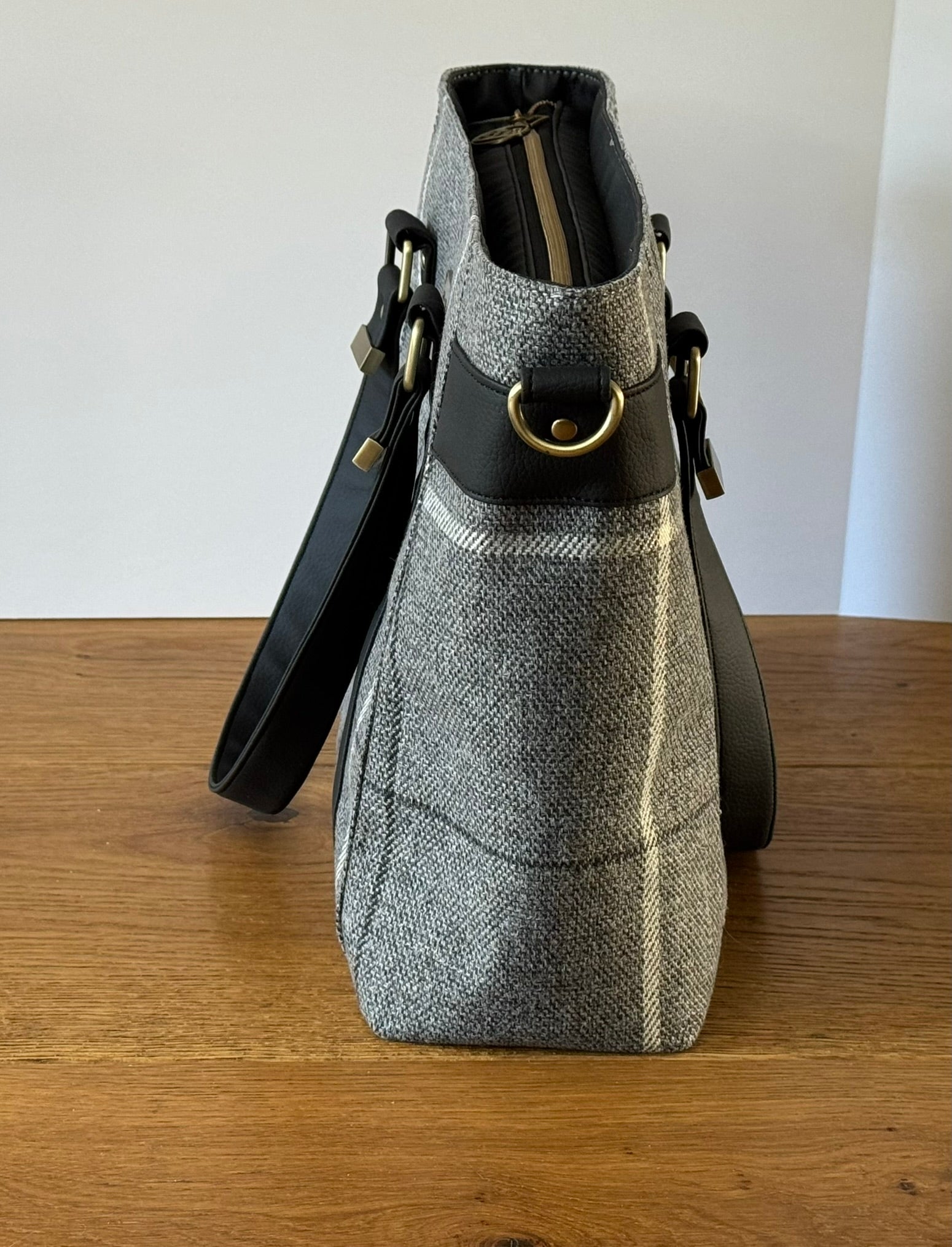 Grey Check Tote Bag