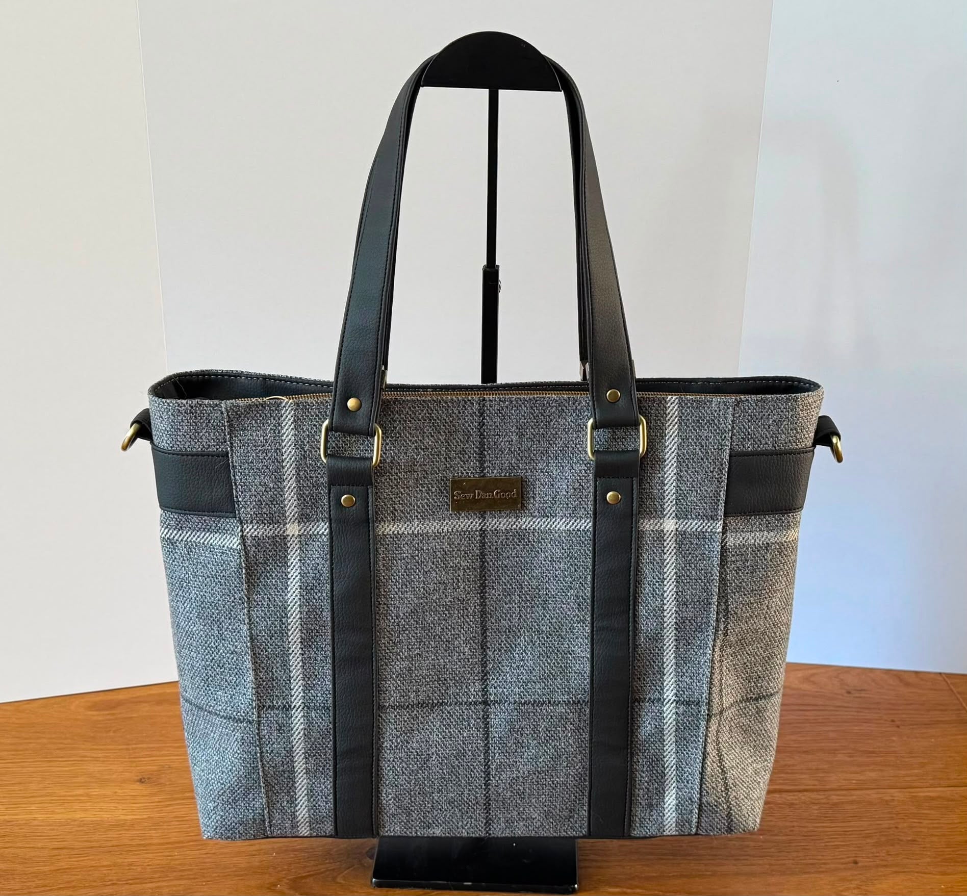 Grey Check Tote Bag
