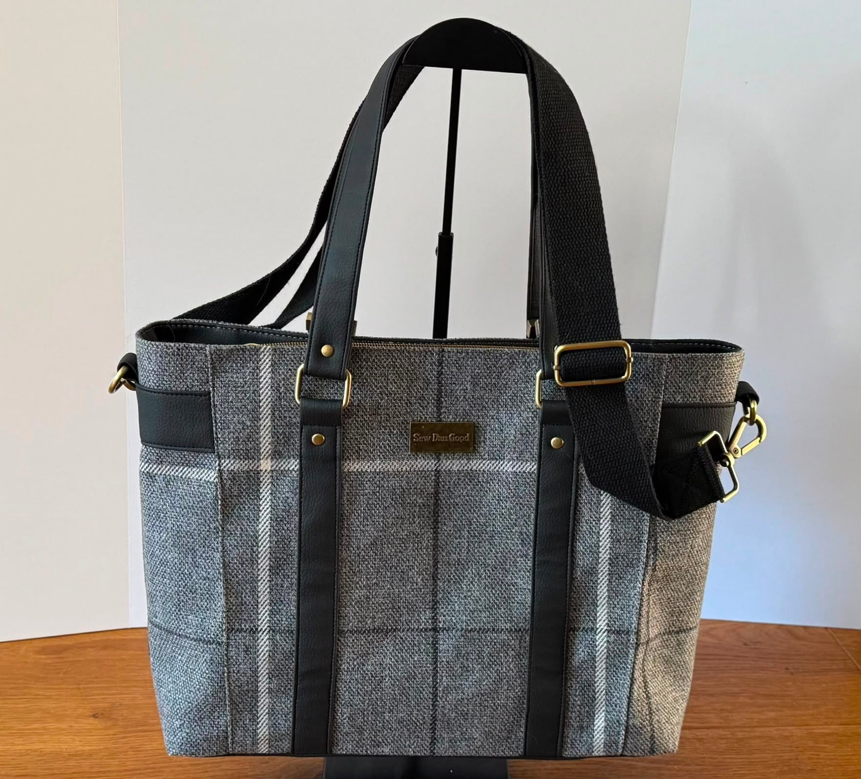Grey Check Tote Bag