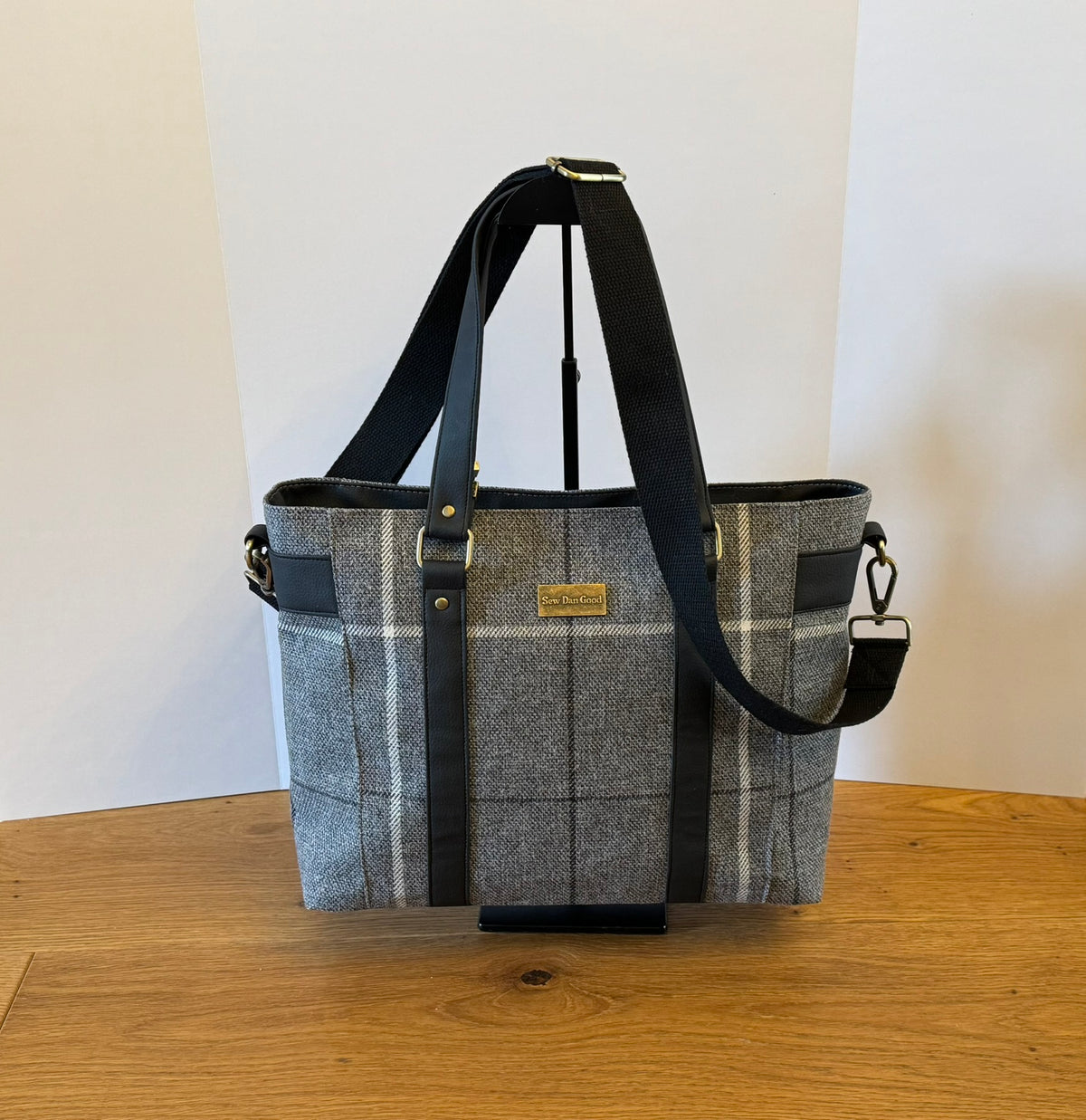 Grey Check Tote Bag