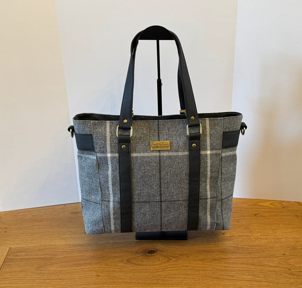Grey Check Tote Bag