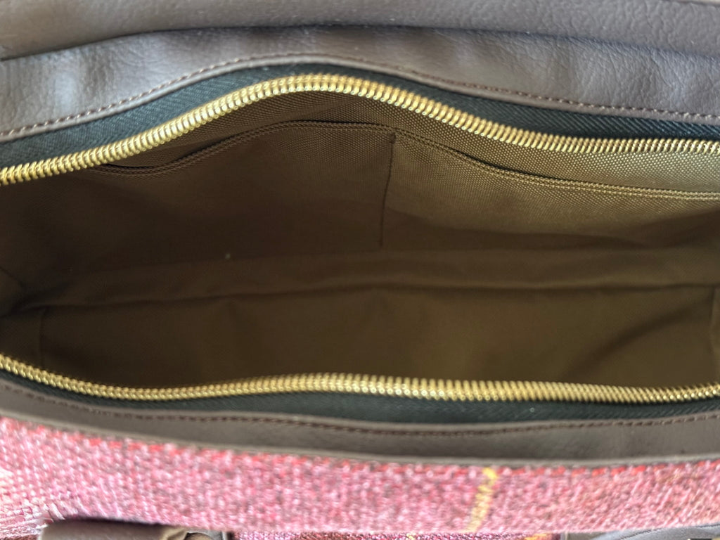 Burgundy Check Tote Bag