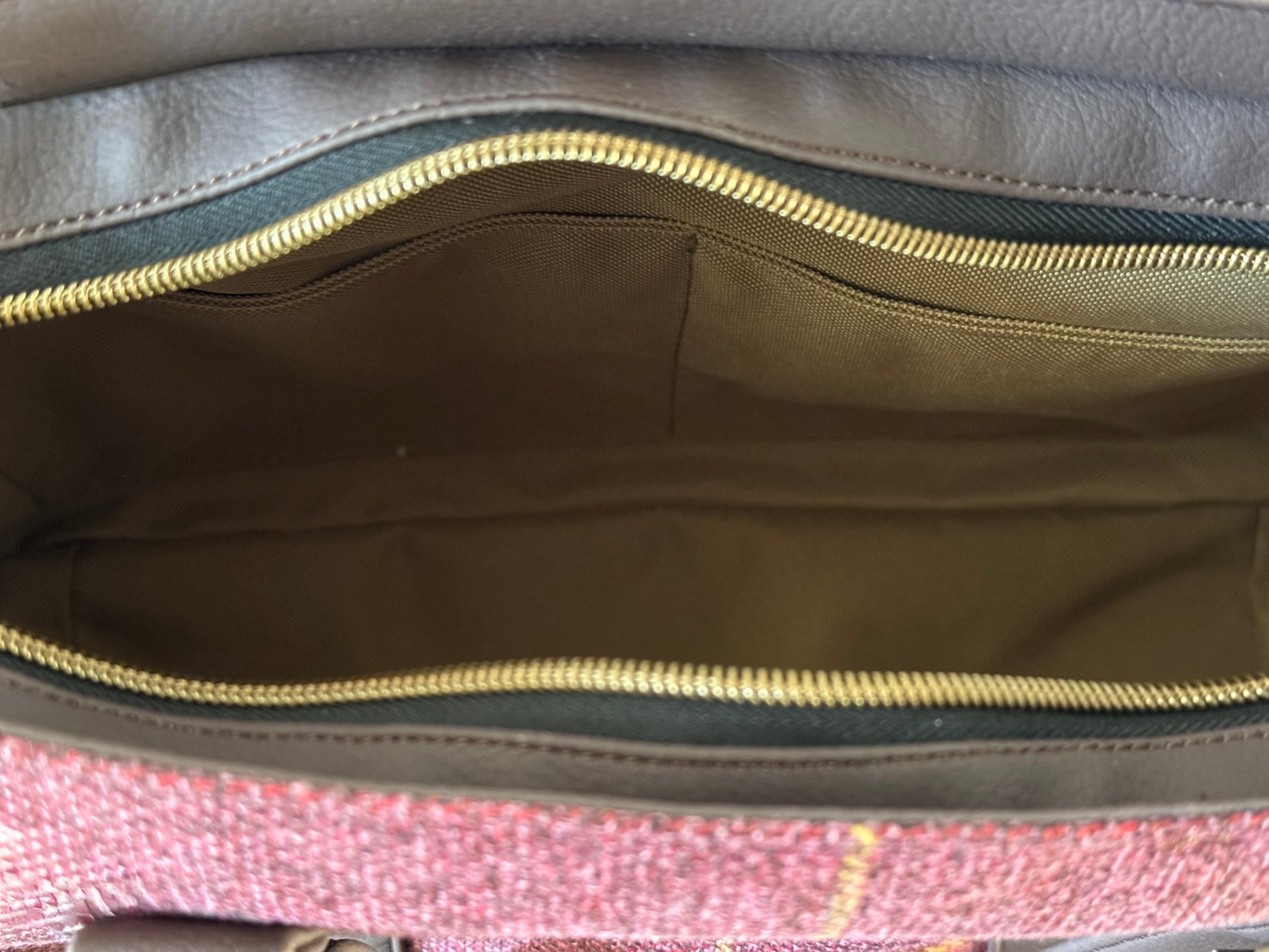 Burgundy Check Tote Bag