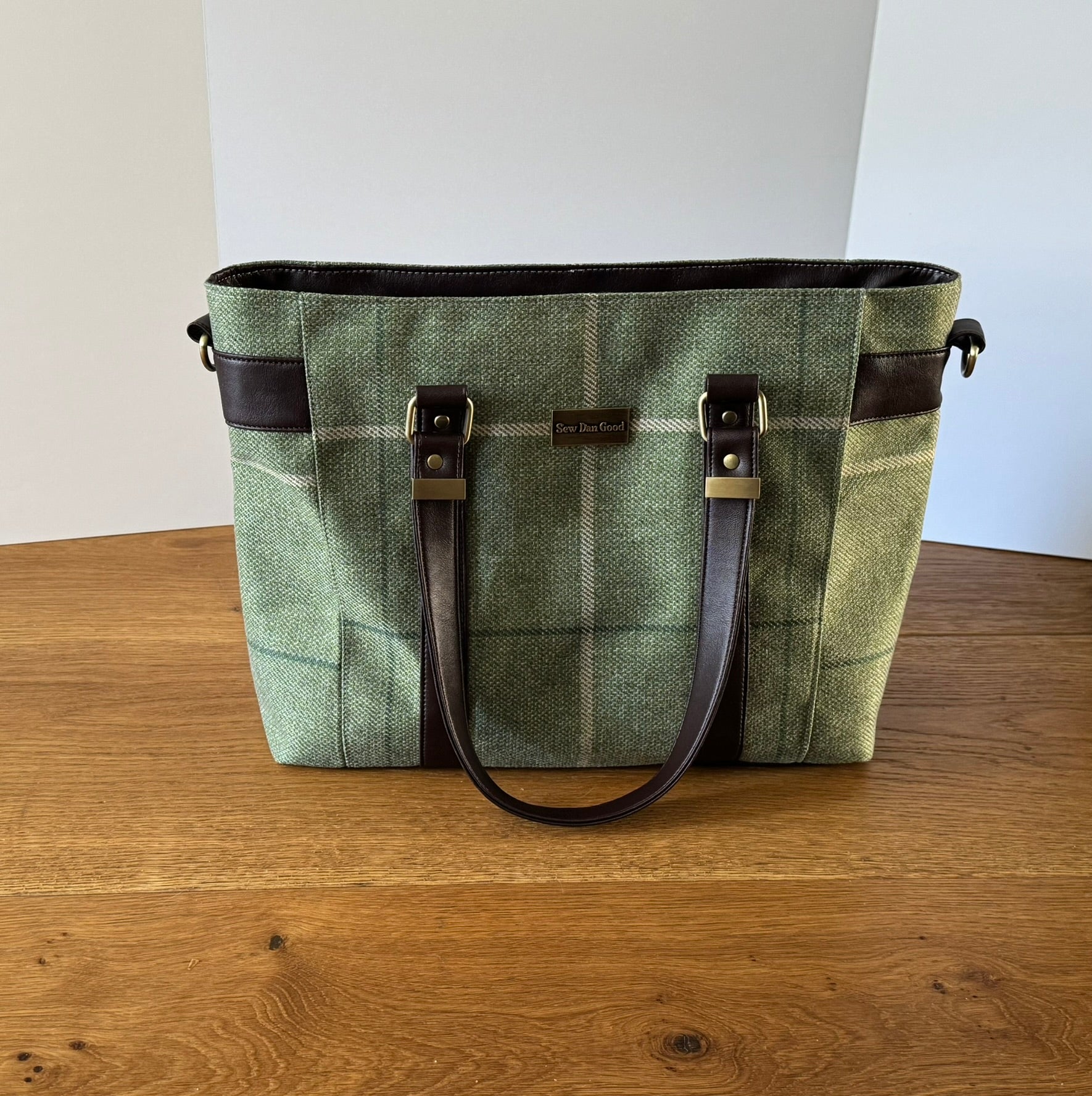 Sage Check Tote Bag
