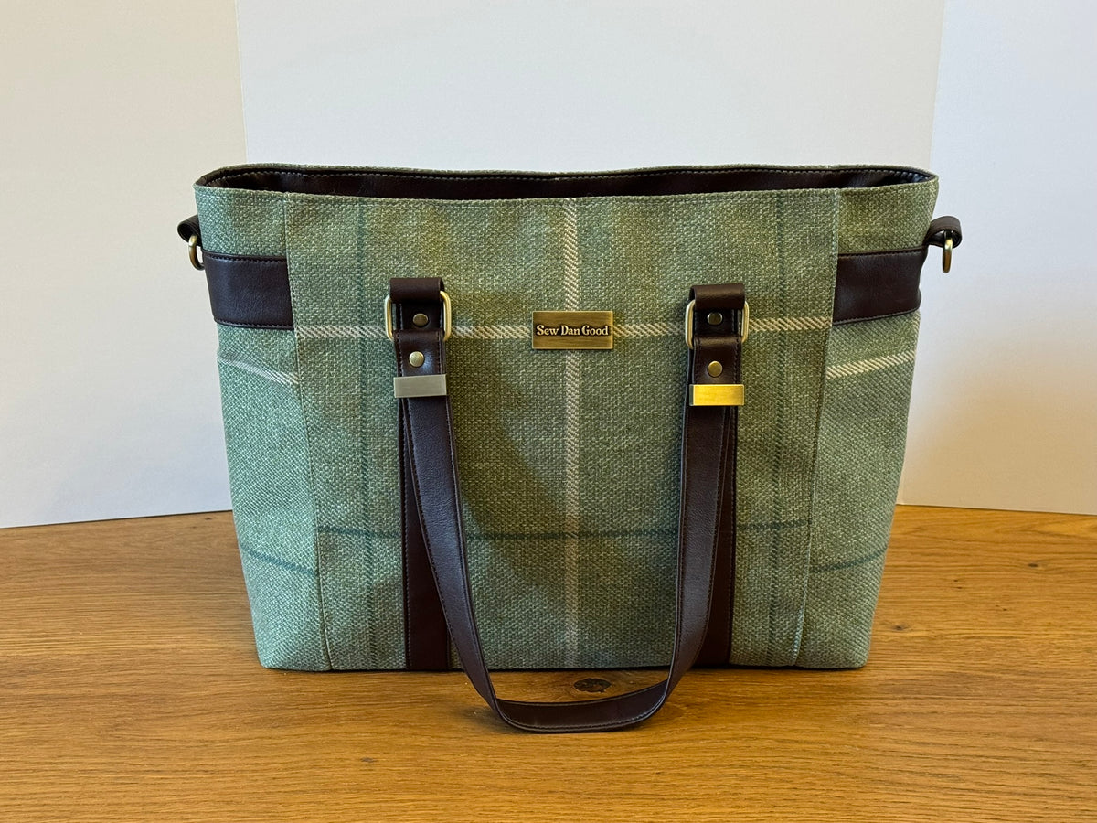 Sage Check Tote Bag