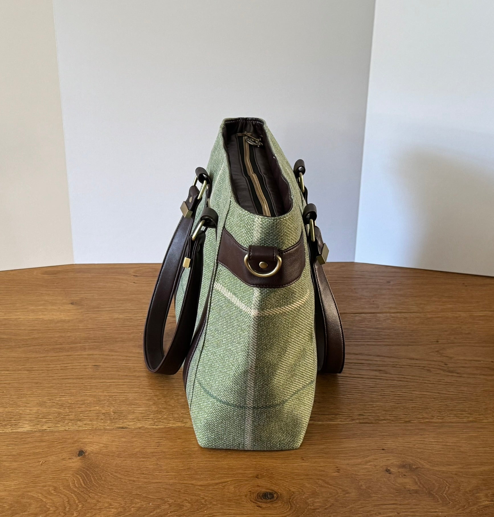 Sage Check Tote Bag