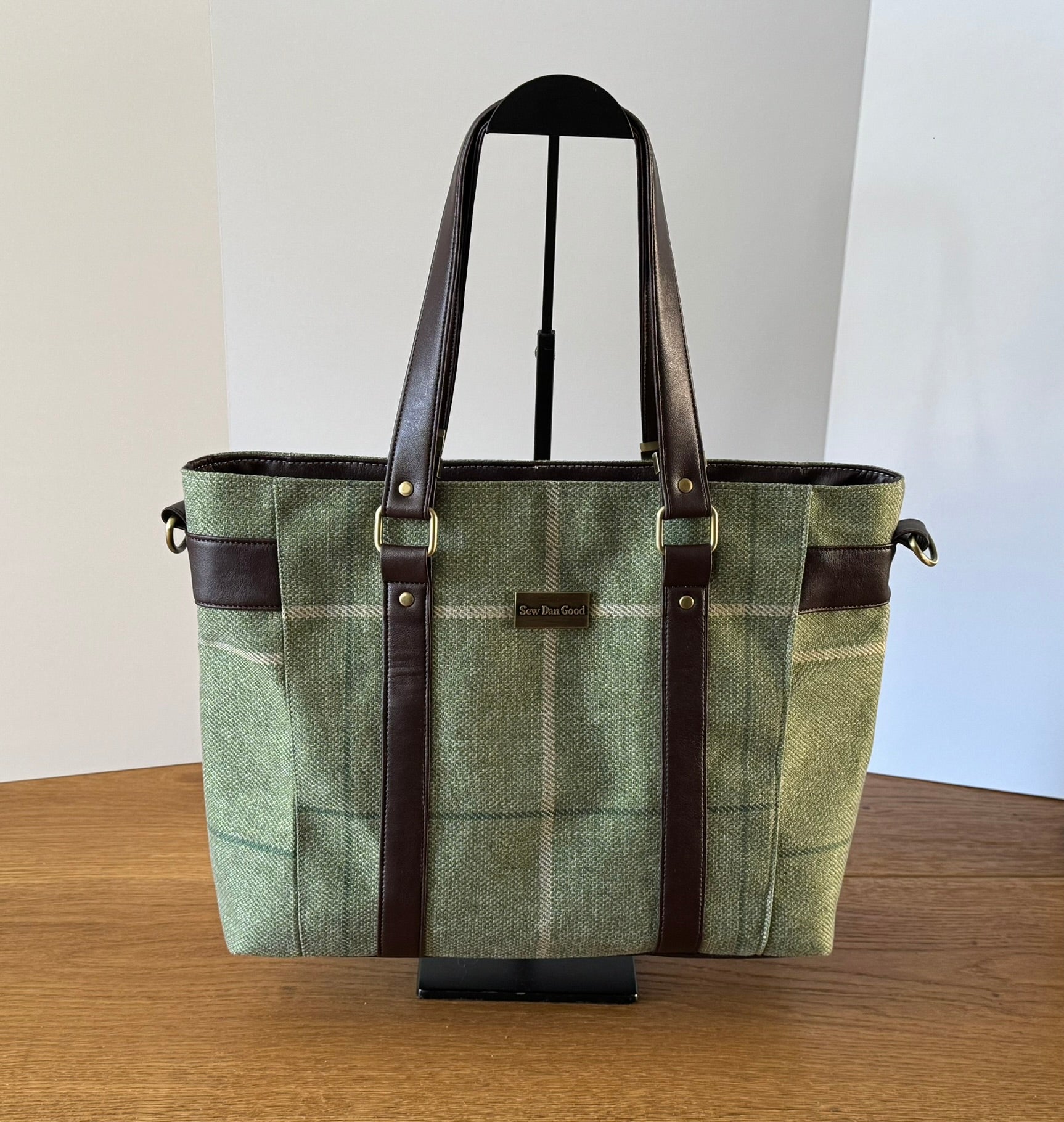 Sage Check Tote Bag