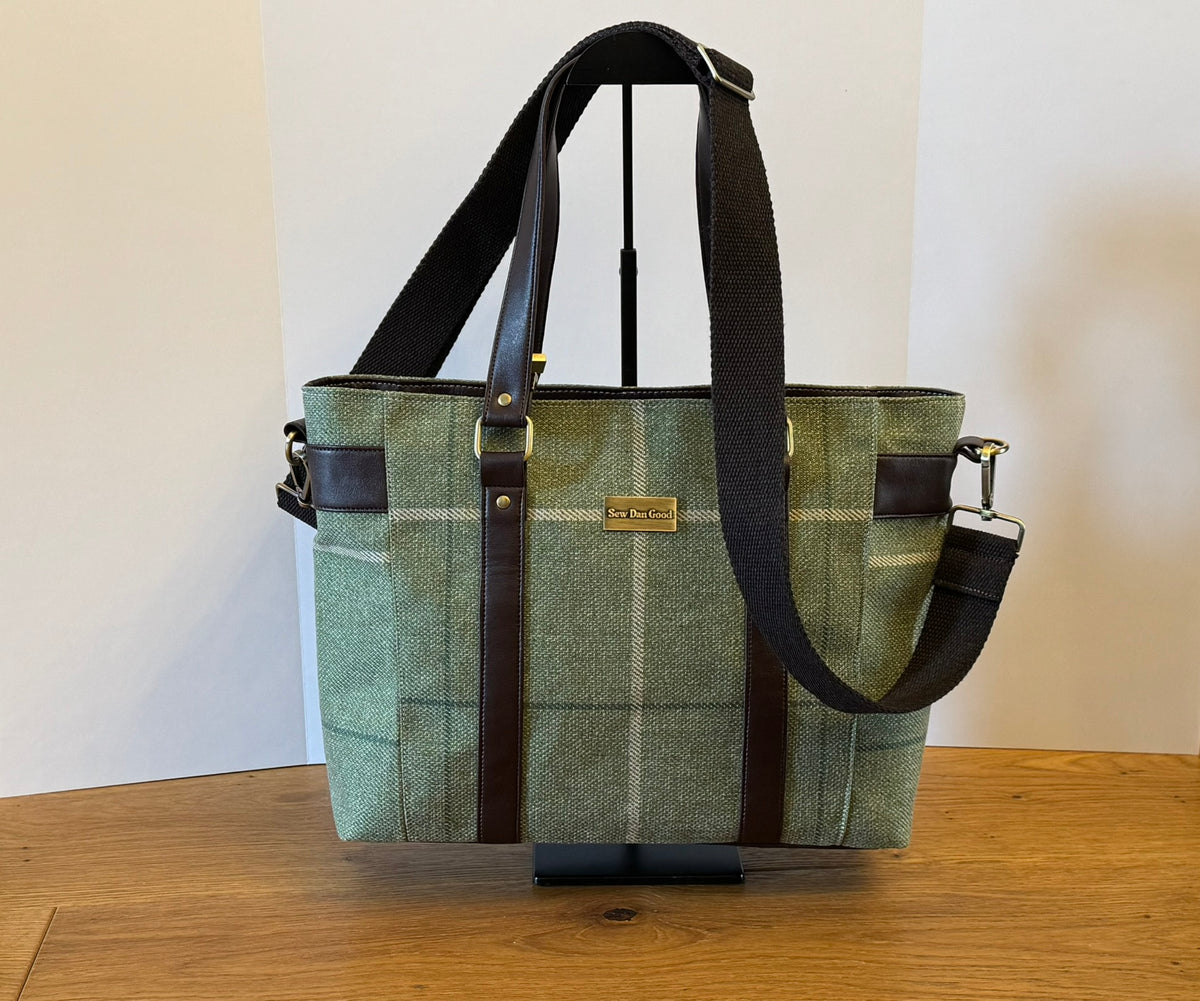 Sage Check Tote Bag