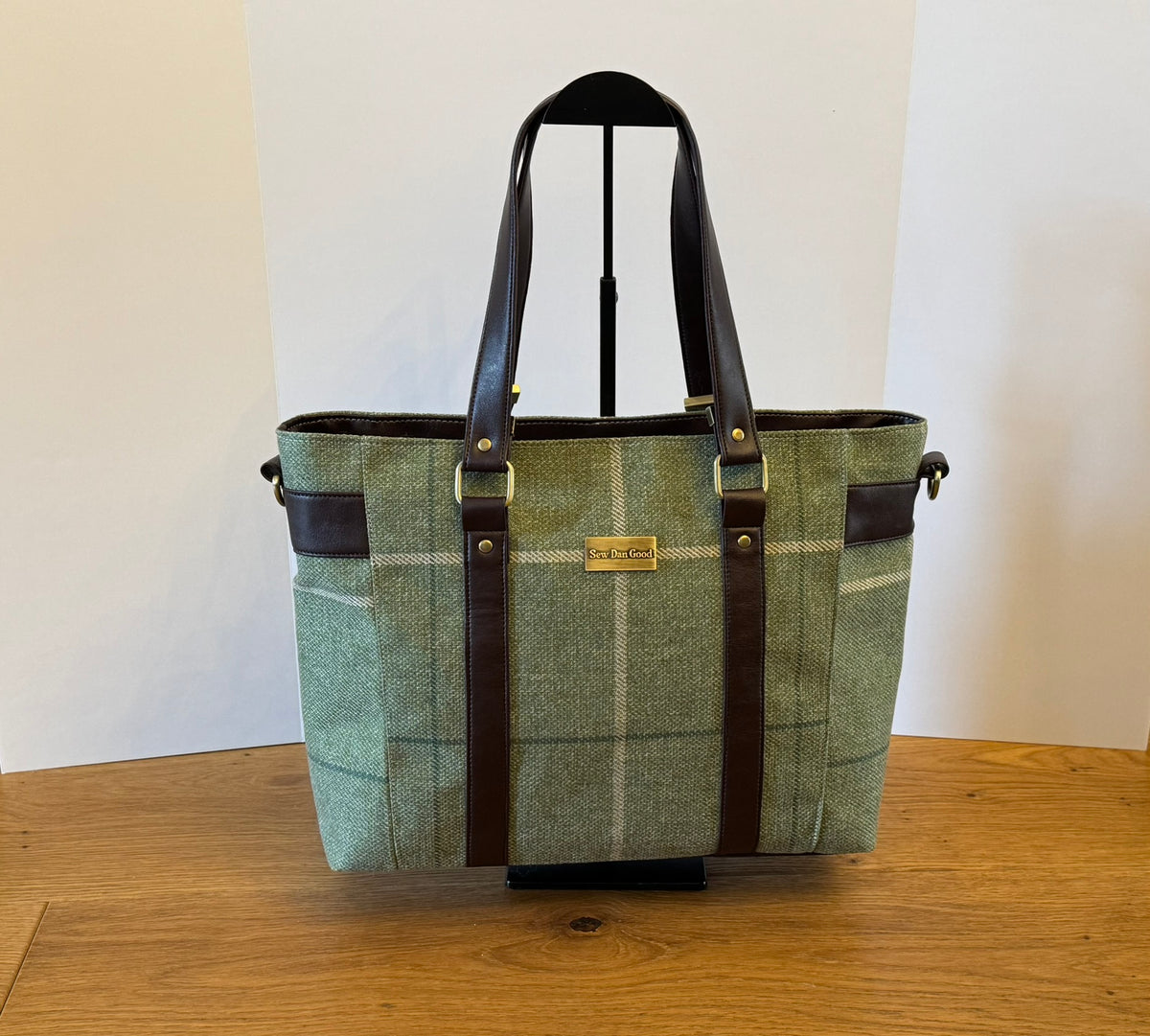 Sage Check Tote Bag