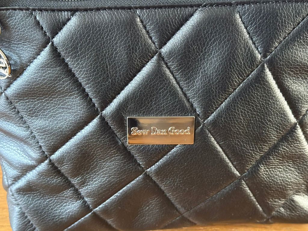 Black Quilted Faux Leather Pouch