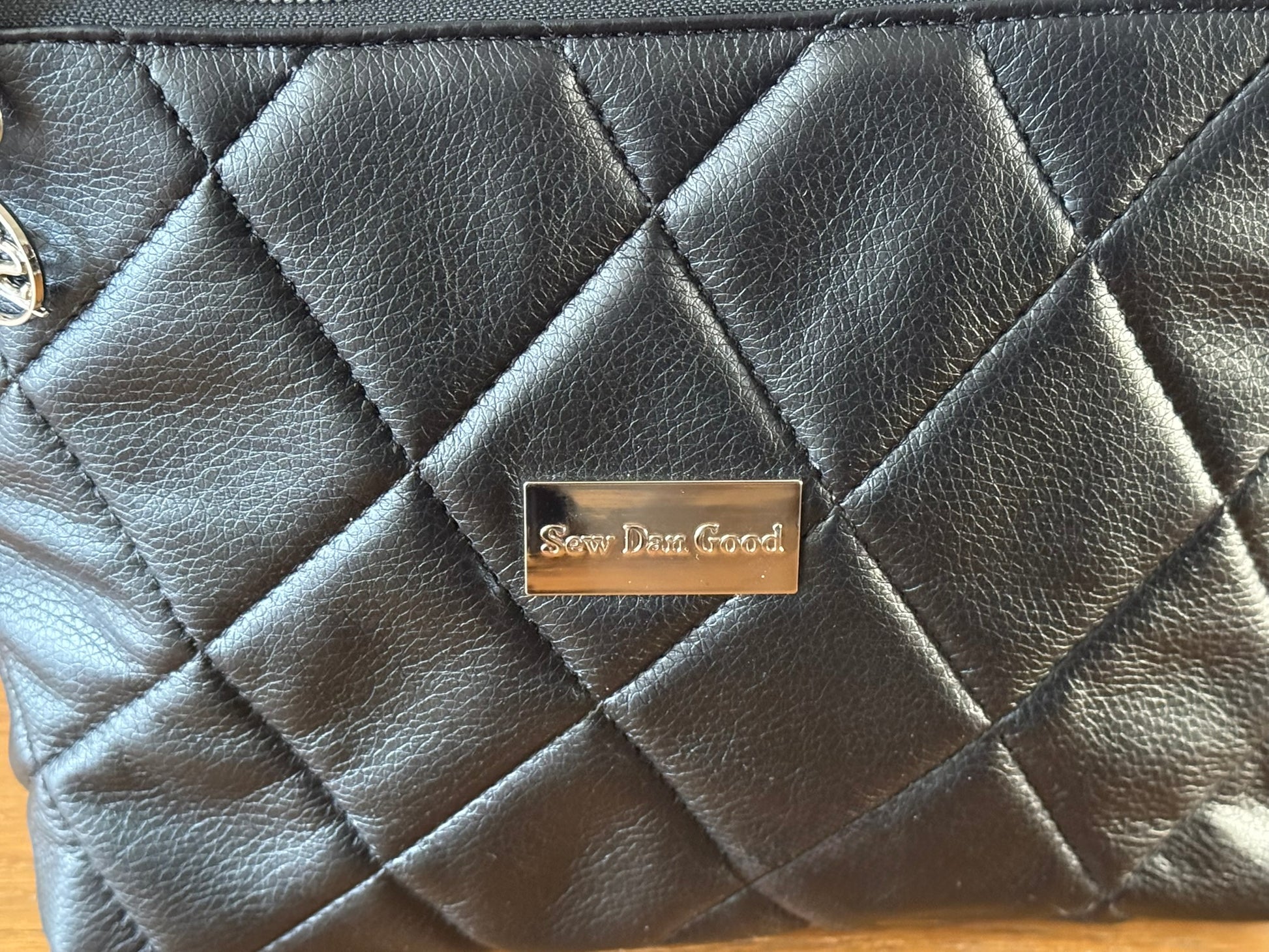 Black Quilted Faux Leather Pouch