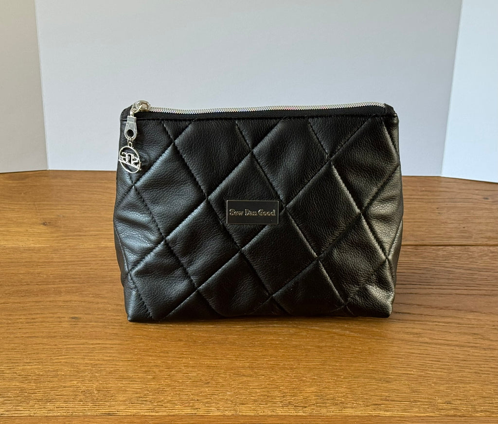 Black Quilted Faux Leather Pouch