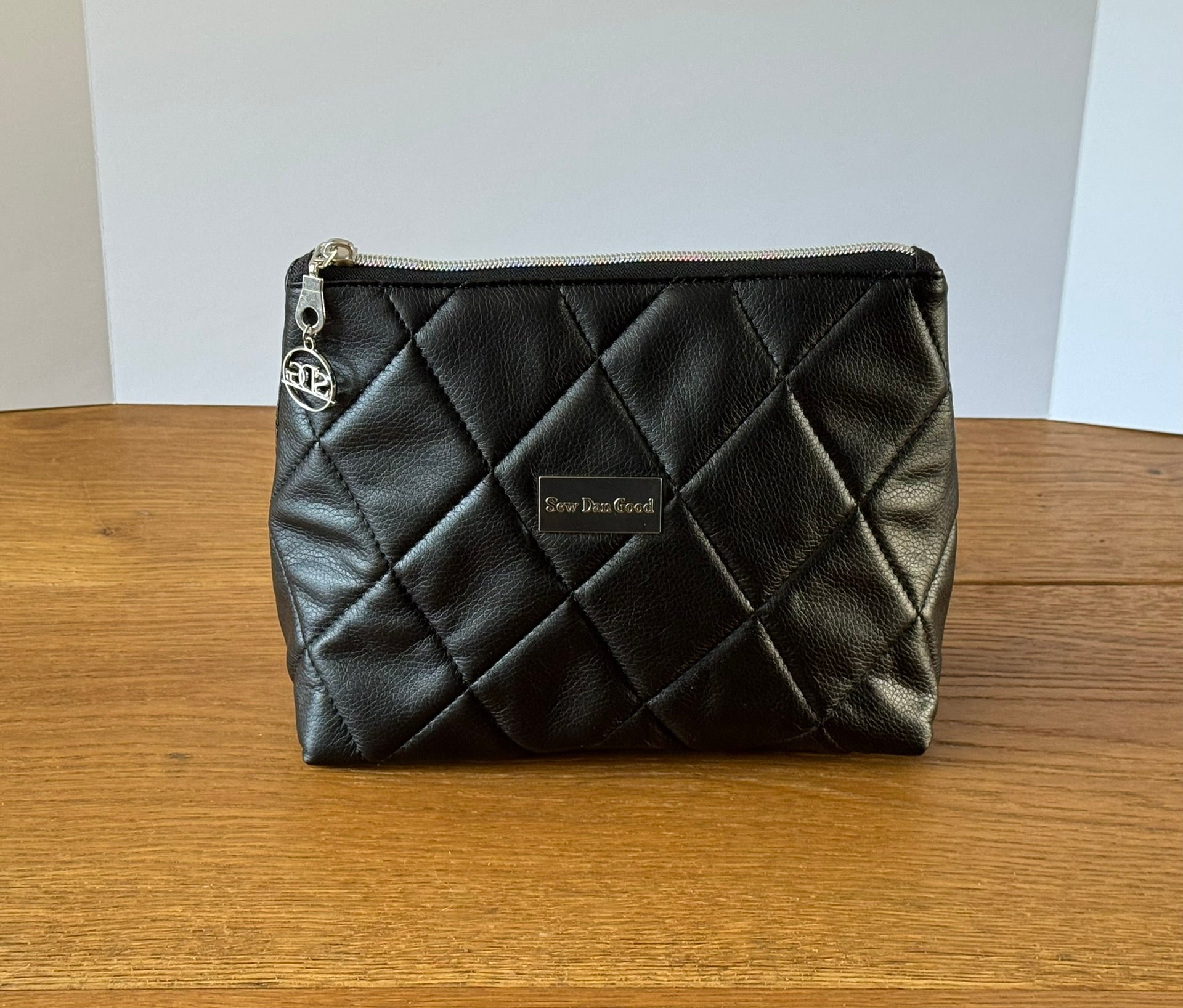 Black Quilted Faux Leather Pouch