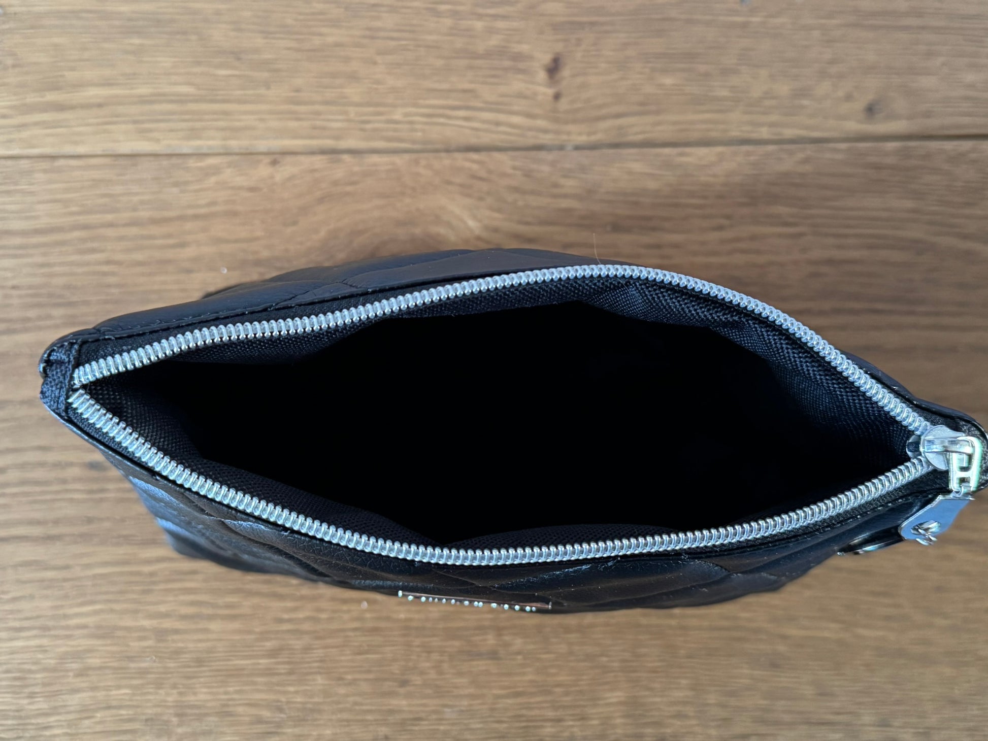 Black Quilted Faux Leather Pouch