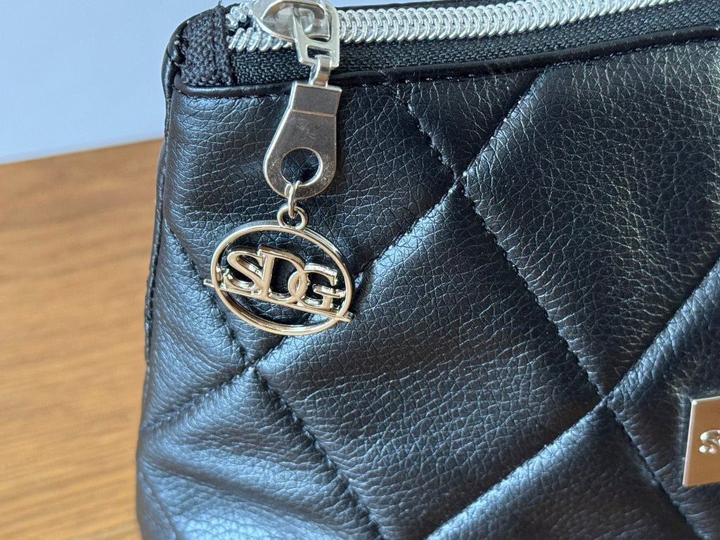 Black Quilted Faux Leather Pouch