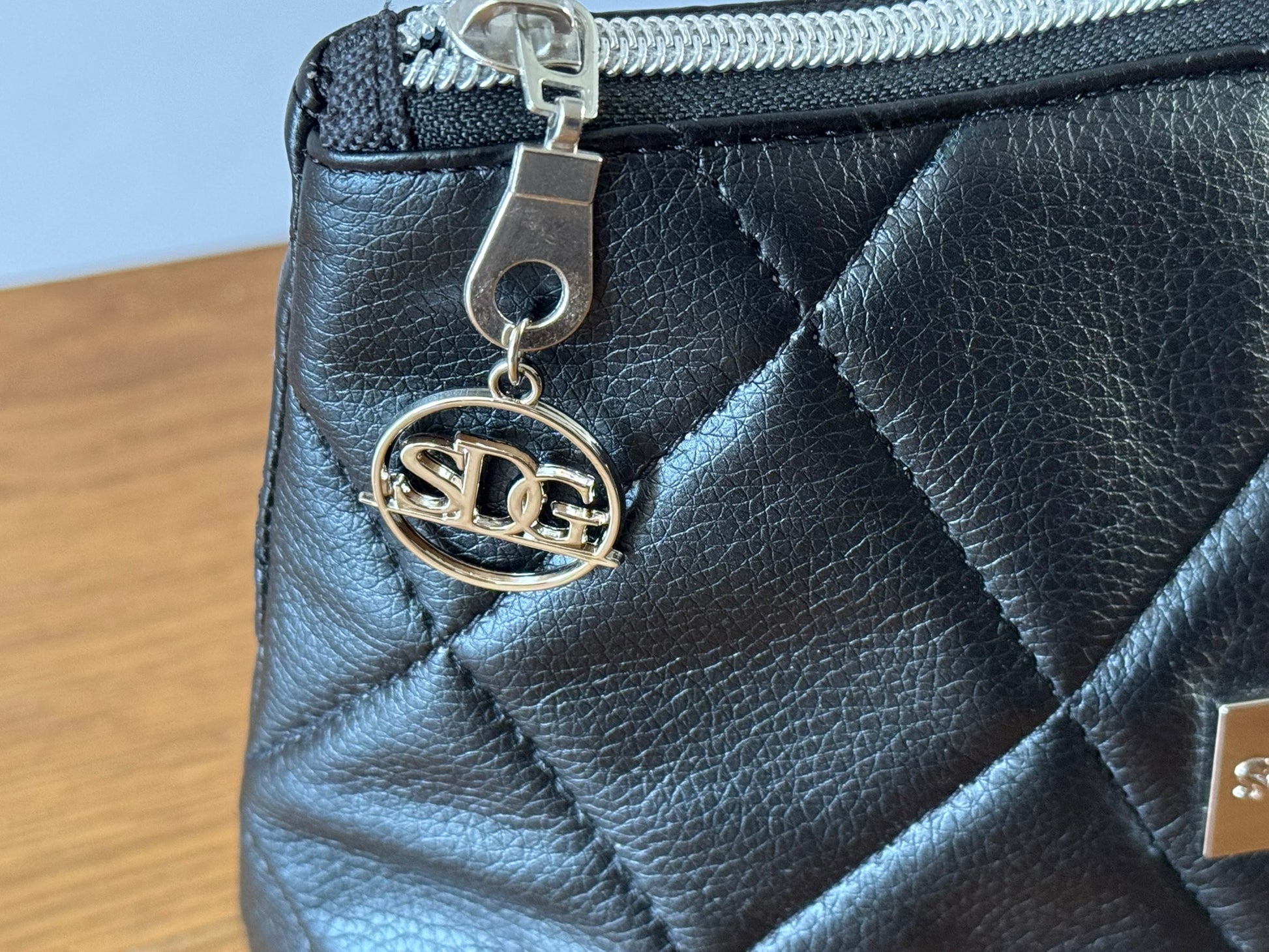 Black Quilted Faux Leather Pouch