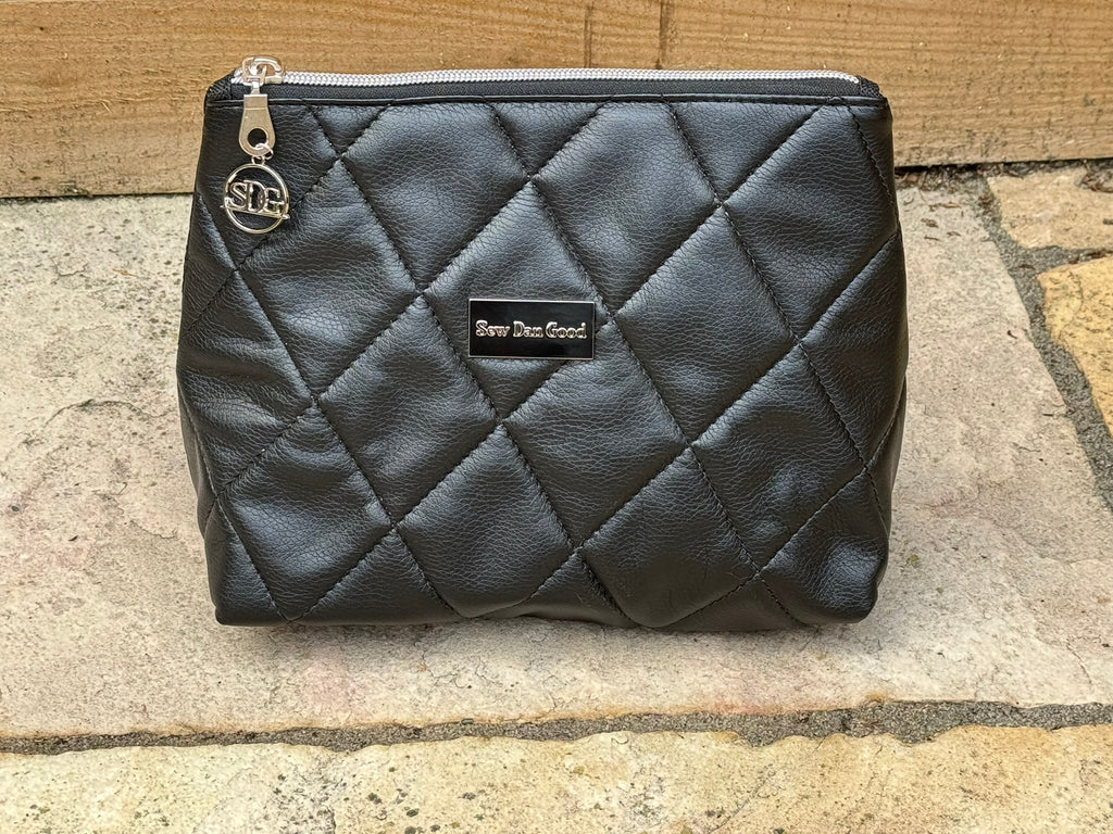 Black Quilted Faux Leather Pouch