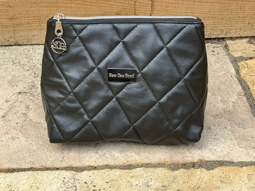 Black Quilted Faux Leather Pouch
